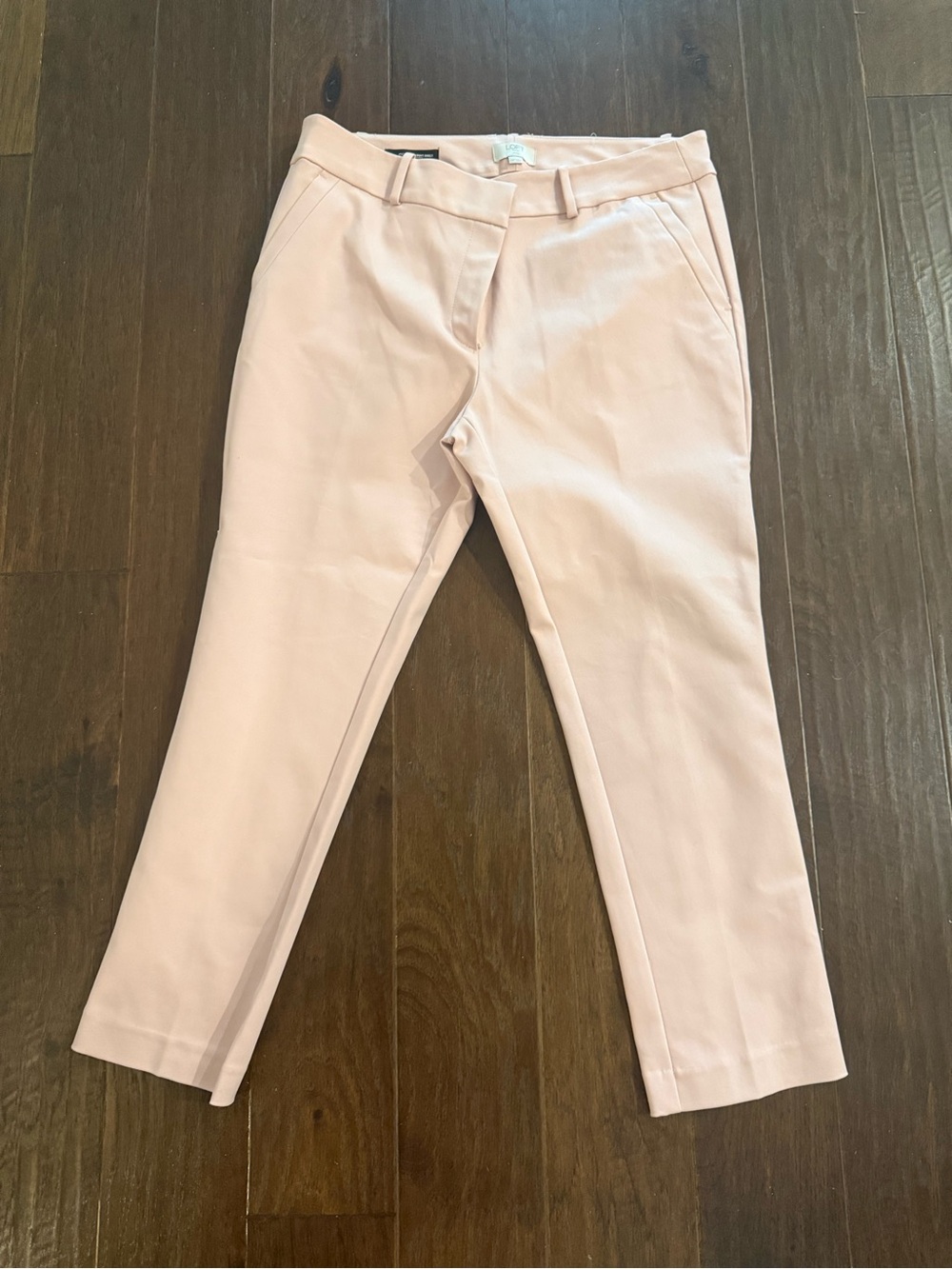 LOFT Light Blush Pink Cropped Tapered Trousers